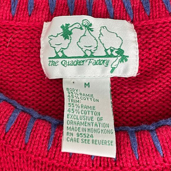 Quacker Factory Lighthouse Red Knit Sweater Sailboat Short Sleeve Women Medium - Picture 12 of 16